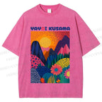 Unisex Yayoi Kusama Mountain Printed Washed Tee