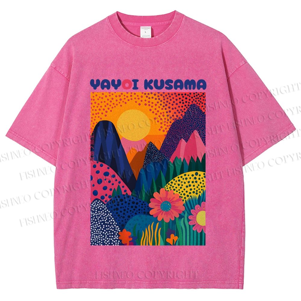 Unisex Yayoi Kusama Mountain Printed Washed Tee