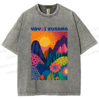 Unisex Yayoi Kusama Mountain Printed Washed Tee