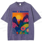 Unisex Yayoi Kusama Mountain Printed Washed Tee