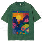 Unisex Yayoi Kusama Mountain Printed Washed Tee