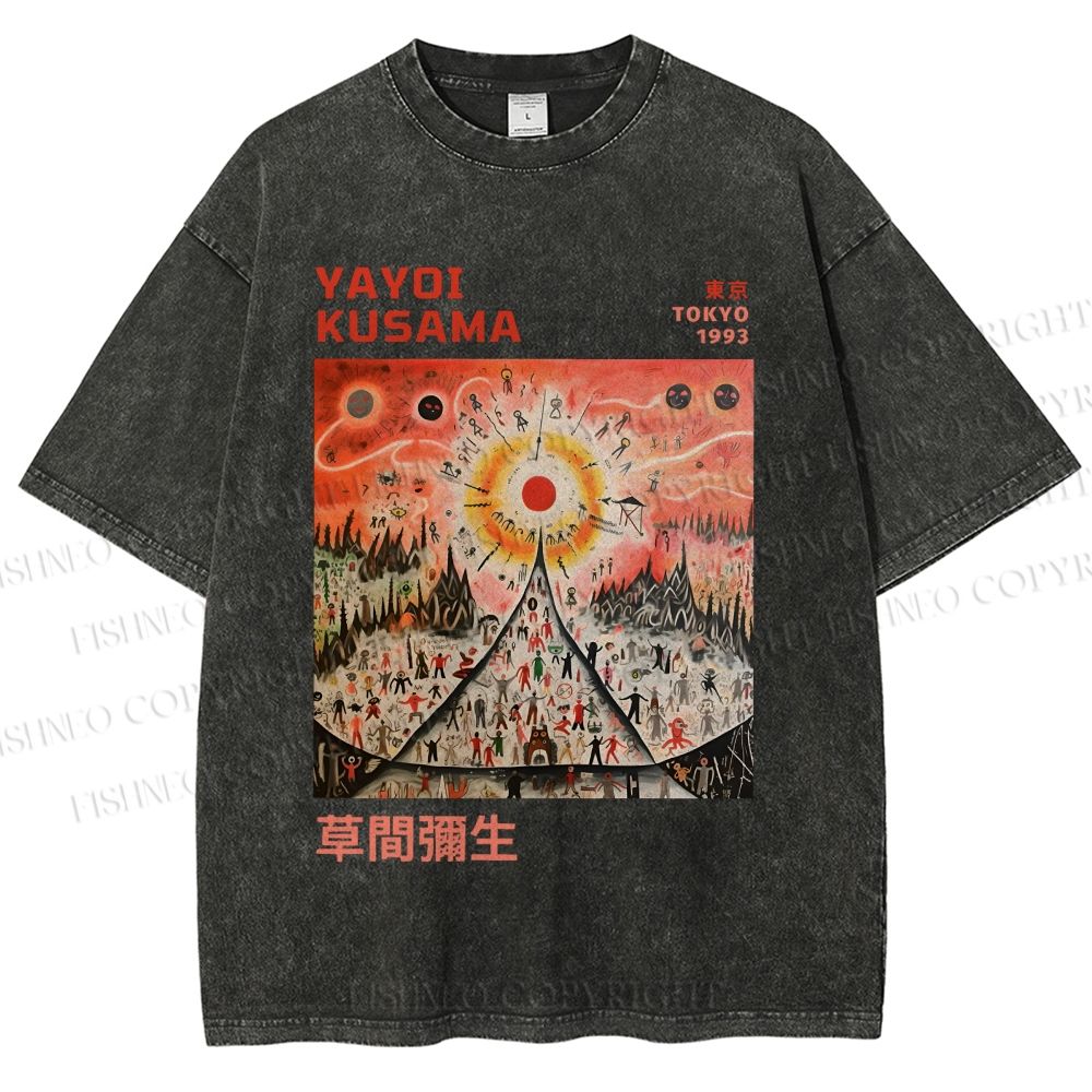 Unisex Yayoi Kusama Sunrise Printed Washed Tee