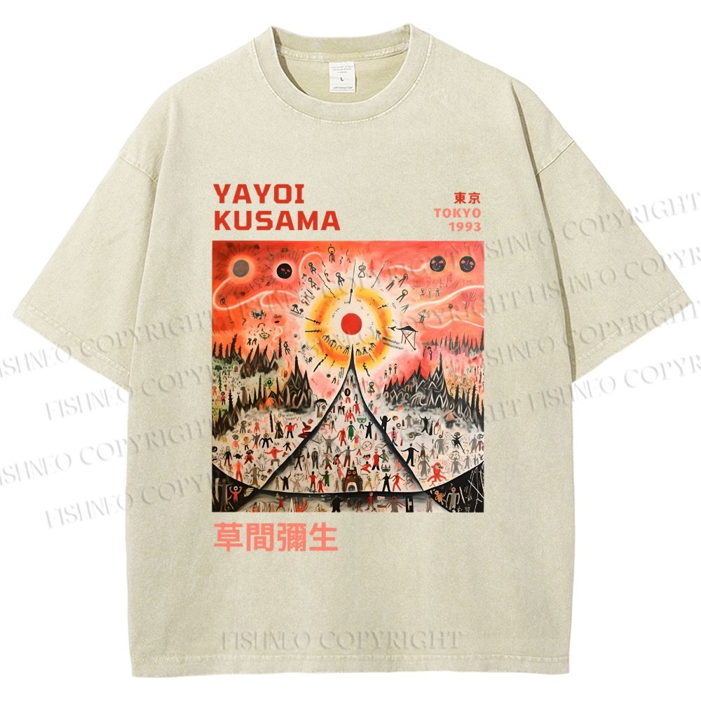Unisex Yayoi Kusama Sunrise Printed Washed Tee
