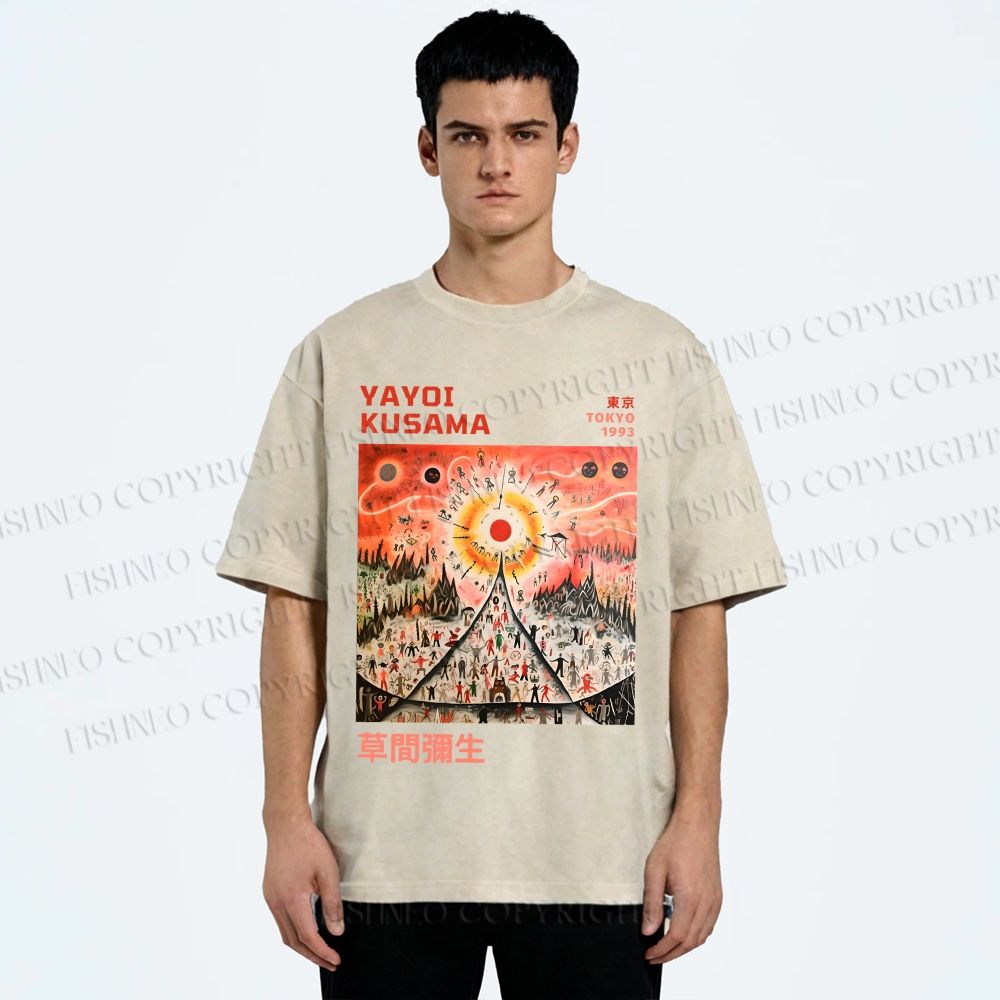 Unisex Yayoi Kusama Sunrise Printed Washed Tee