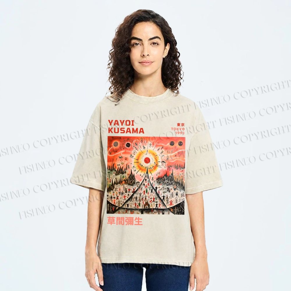 Unisex Yayoi Kusama Sunrise Printed Washed Tee