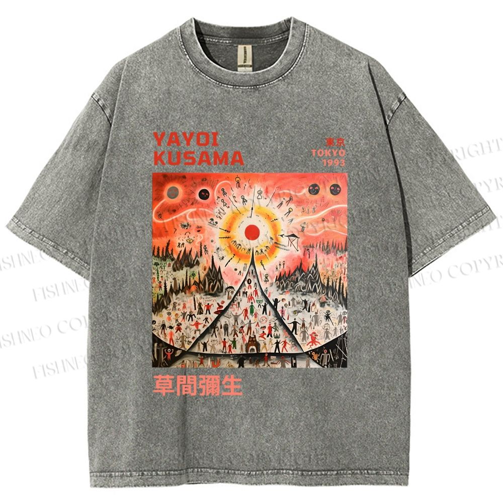 Unisex Yayoi Kusama Sunrise Printed Washed Tee