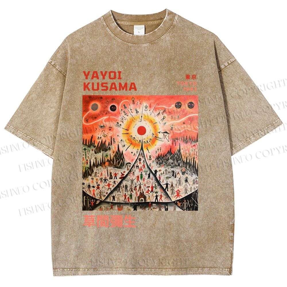 Unisex Yayoi Kusama Sunrise Printed Washed Tee