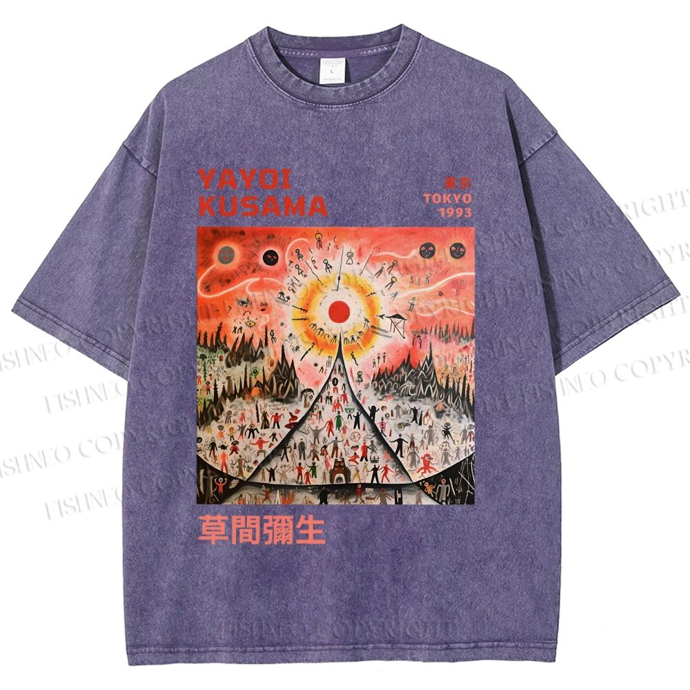 Unisex Yayoi Kusama Sunrise Printed Washed Tee