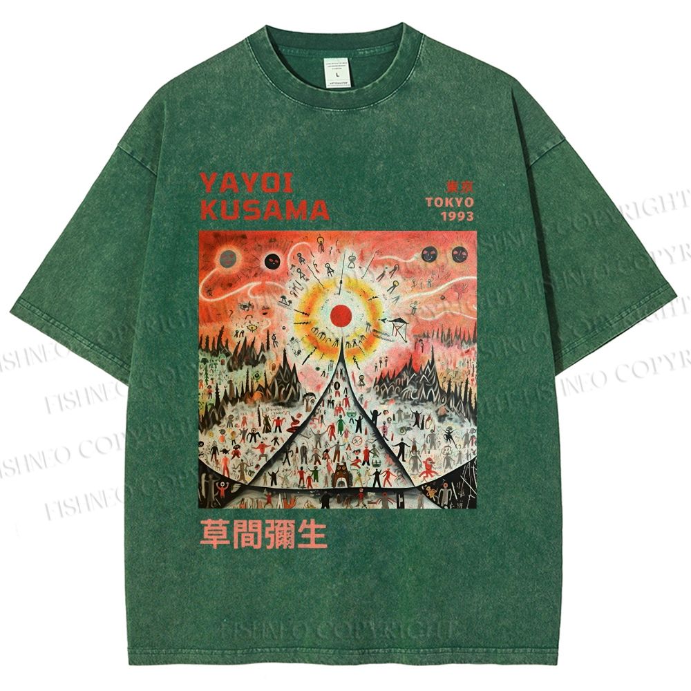 Unisex Yayoi Kusama Sunrise Printed Washed Tee