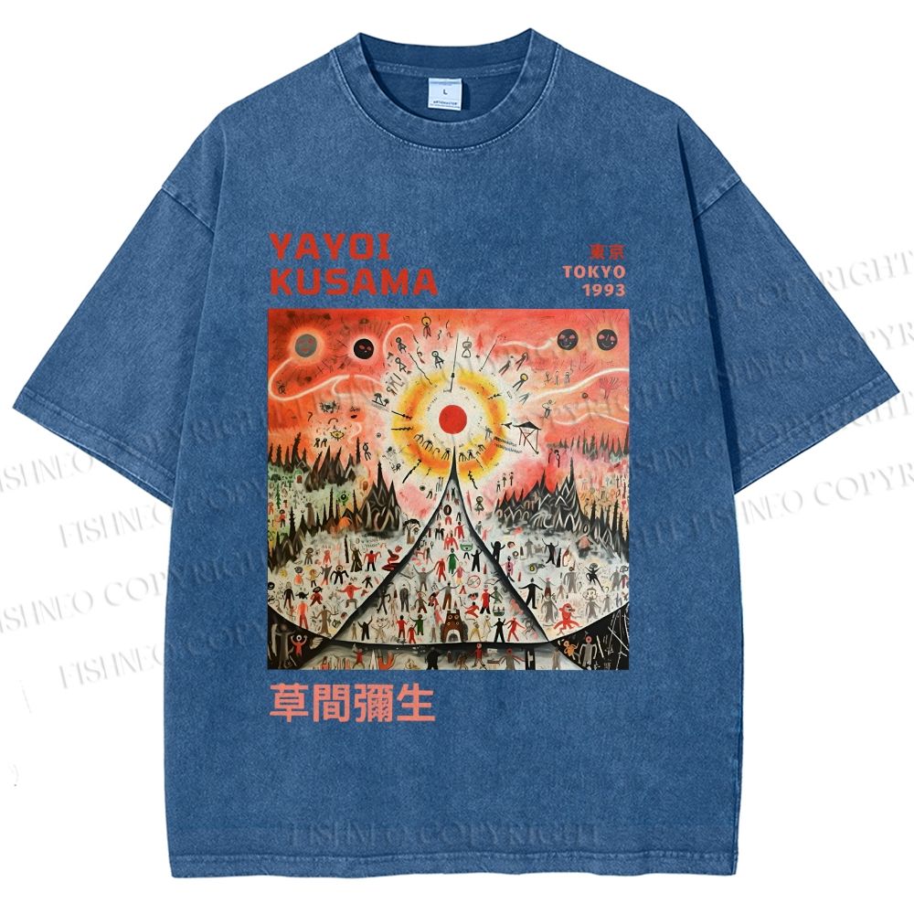 Unisex Yayoi Kusama Sunrise Printed Washed Tee