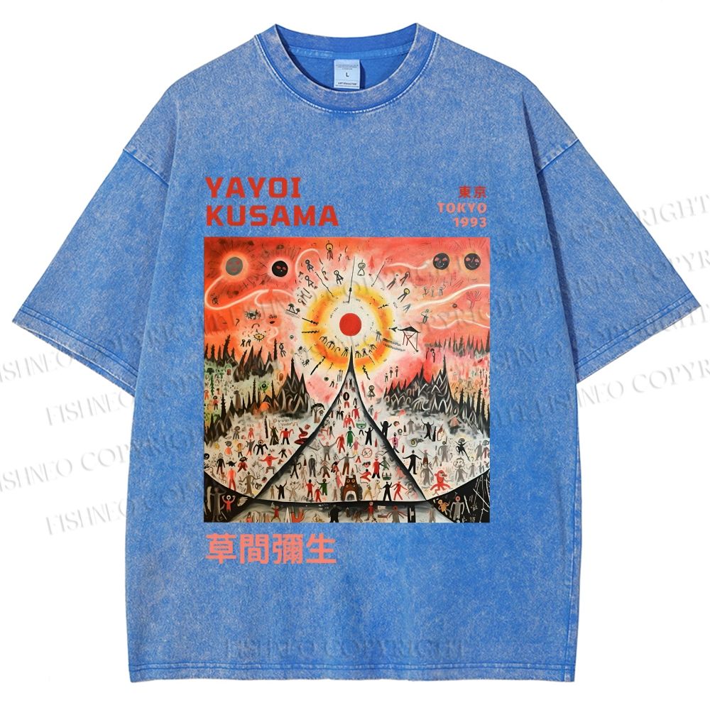 Unisex Yayoi Kusama Sunrise Printed Washed Tee