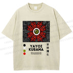 Unisex Yayoi Kusama Red Green Eye Printed Washed Tee