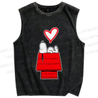 Unisex Snoopy in Love Printed Washed Tank Top