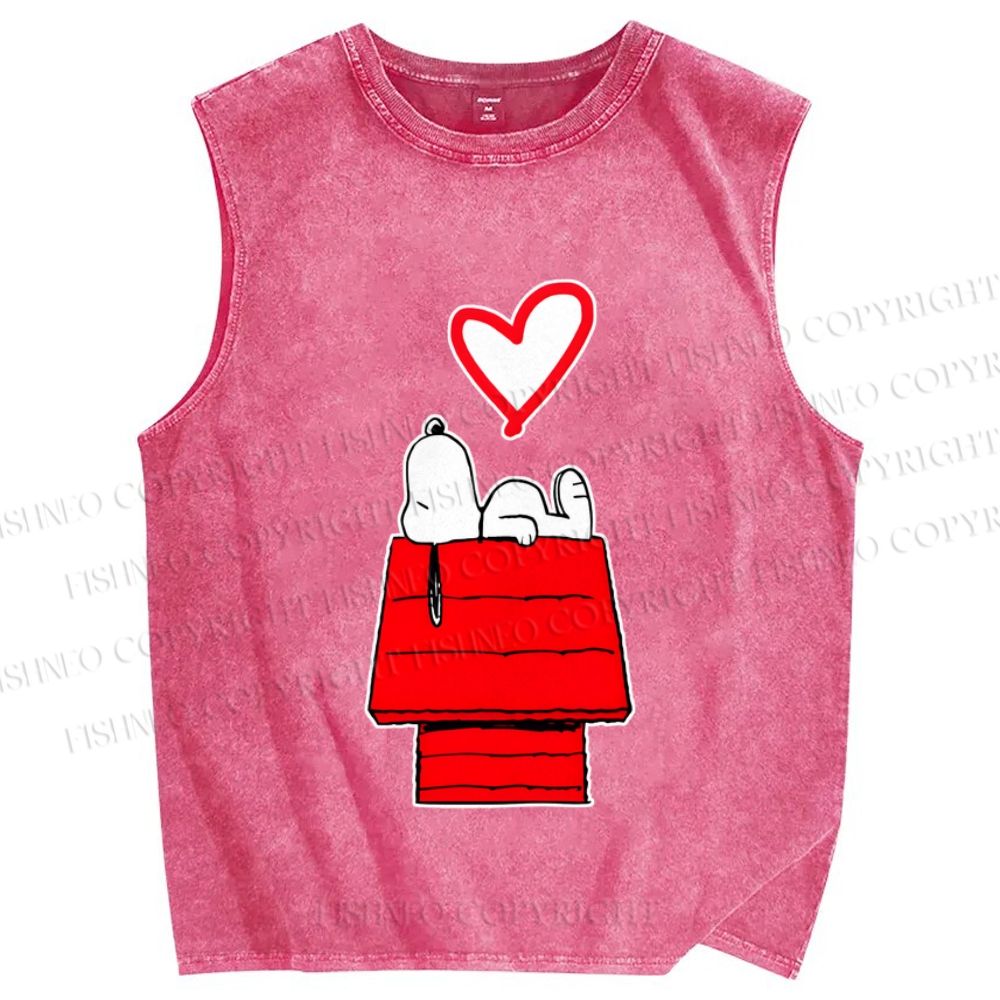 Unisex Snoopy in Love Printed Washed Tank Top