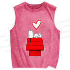 Unisex Snoopy in Love Printed Washed Tank Top