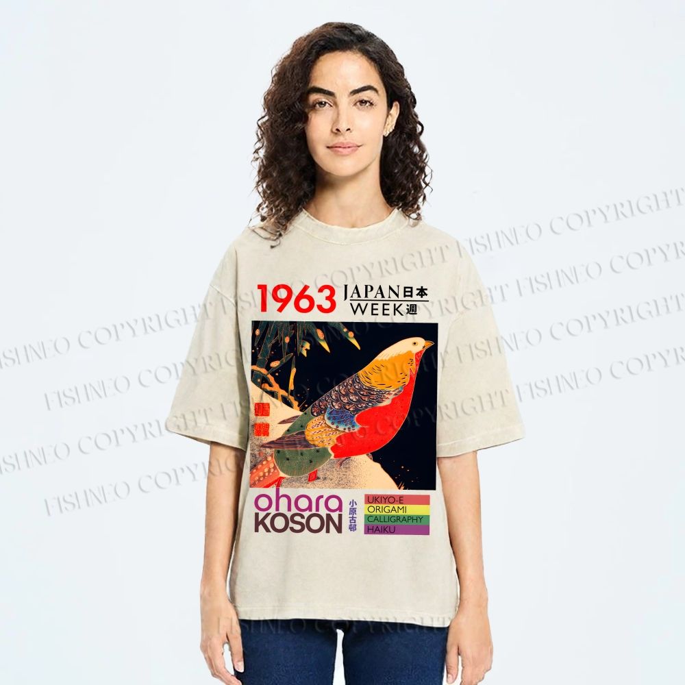 Unisex Golden Pheasant Japan Week Printed Washed Tee