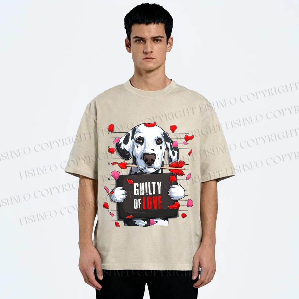 Unisex Poor Dog's Guilty Of Love Printed Washed Tee