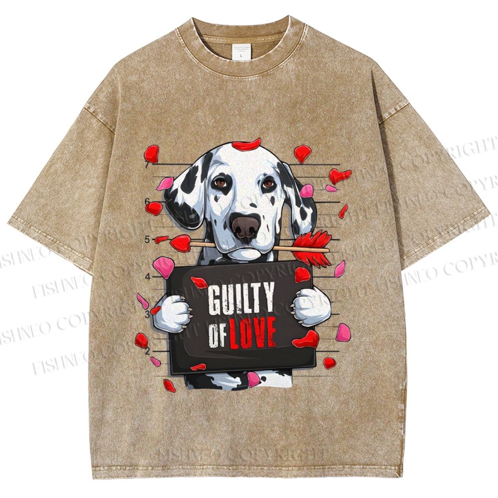 Unisex Poor Dog's Guilty Of Love Printed Washed Tee