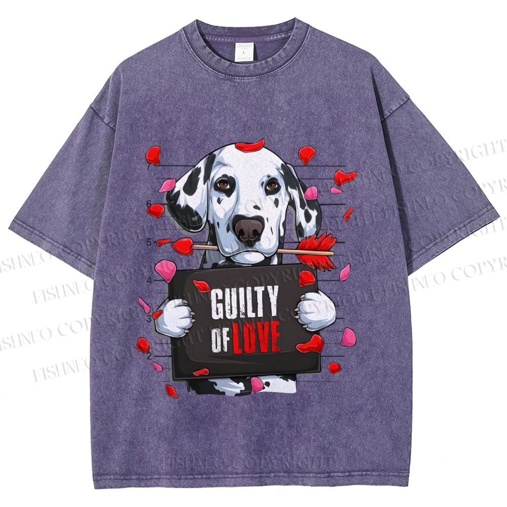 Unisex Poor Dog's Guilty Of Love Printed Washed Tee