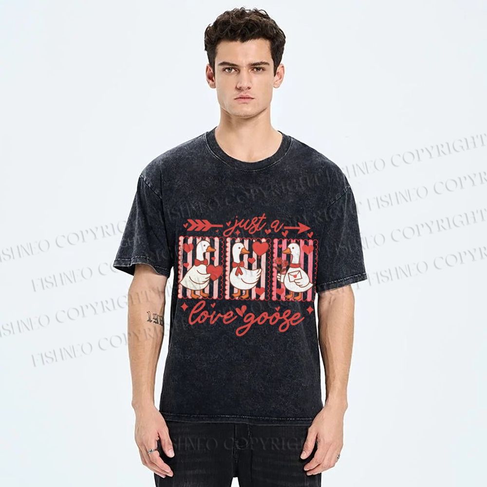 Unisex Just a Love Goose Printed Washed Tee