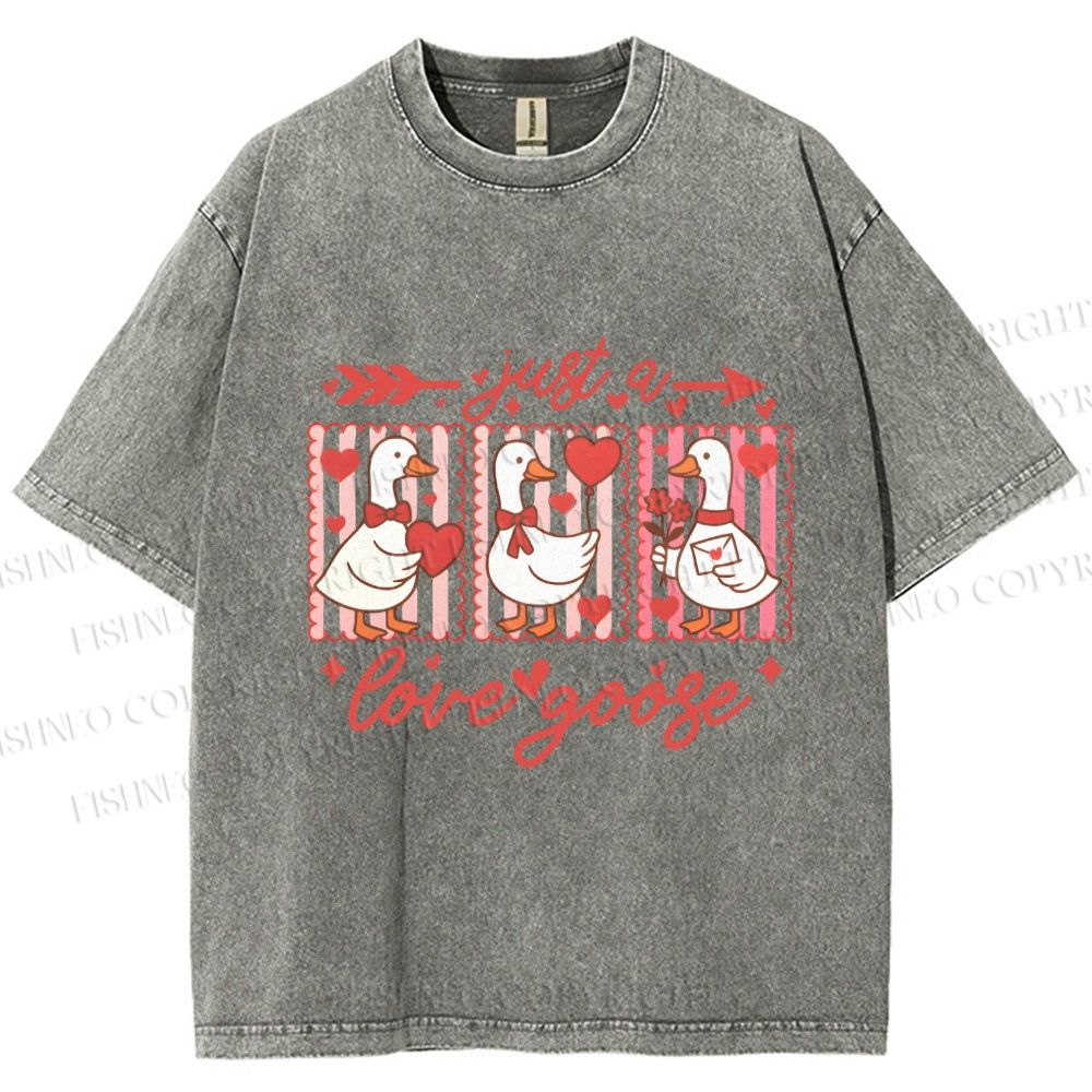 Unisex Just a Love Goose Printed Washed Tee