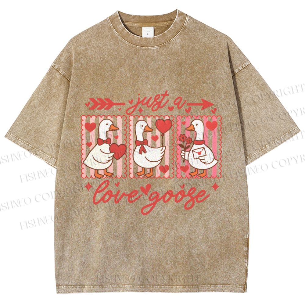 Unisex Just a Love Goose Printed Washed Tee