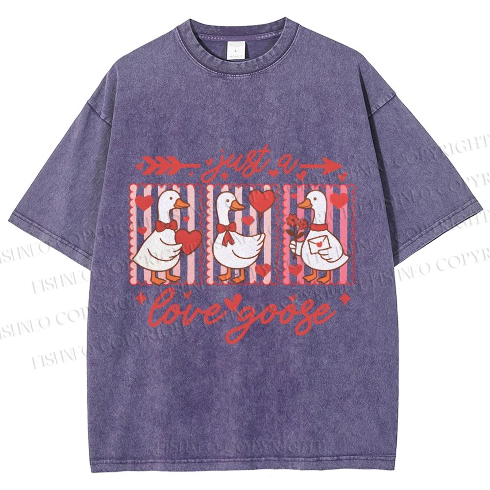 Unisex Just a Love Goose Printed Washed Tee