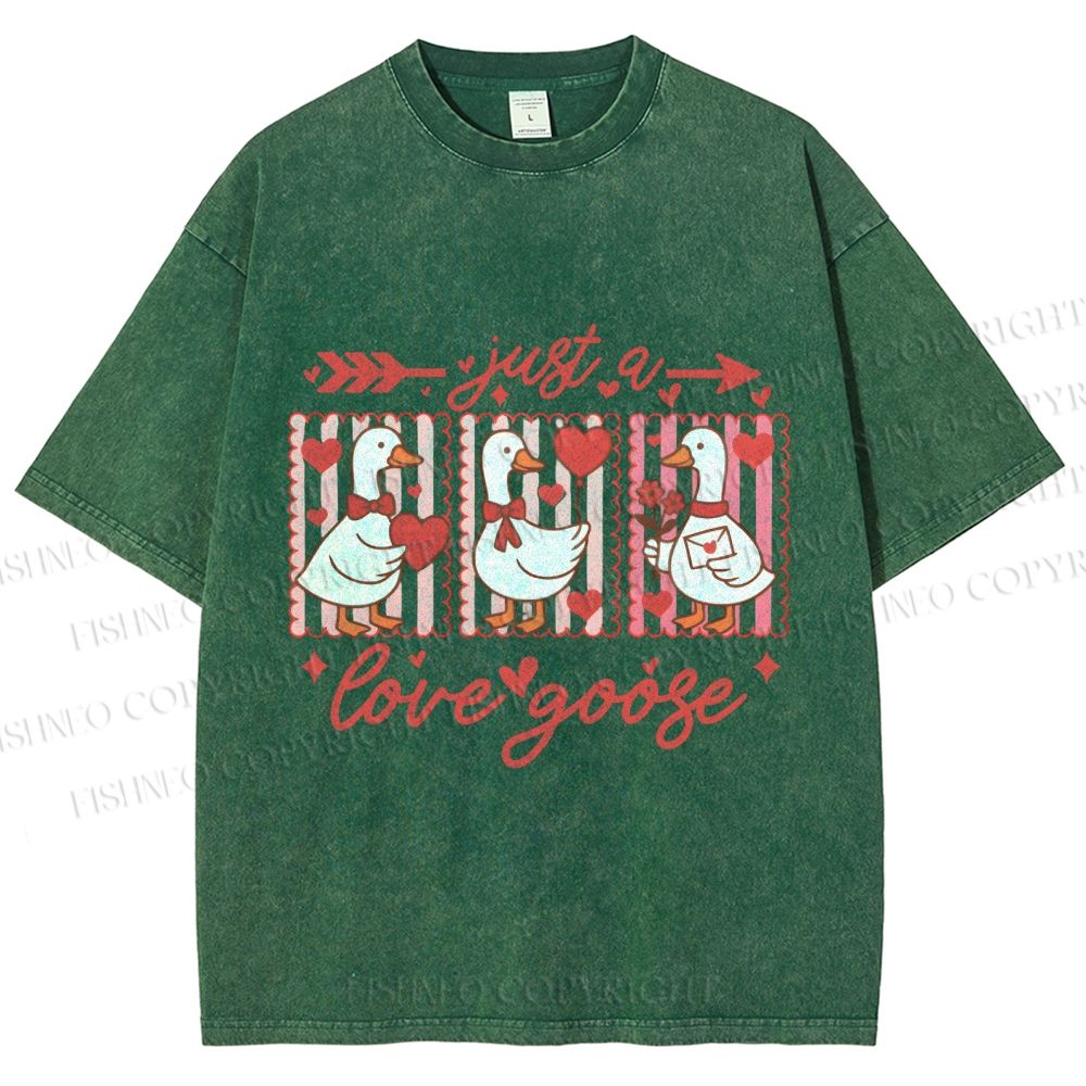 Unisex Just a Love Goose Printed Washed Tee