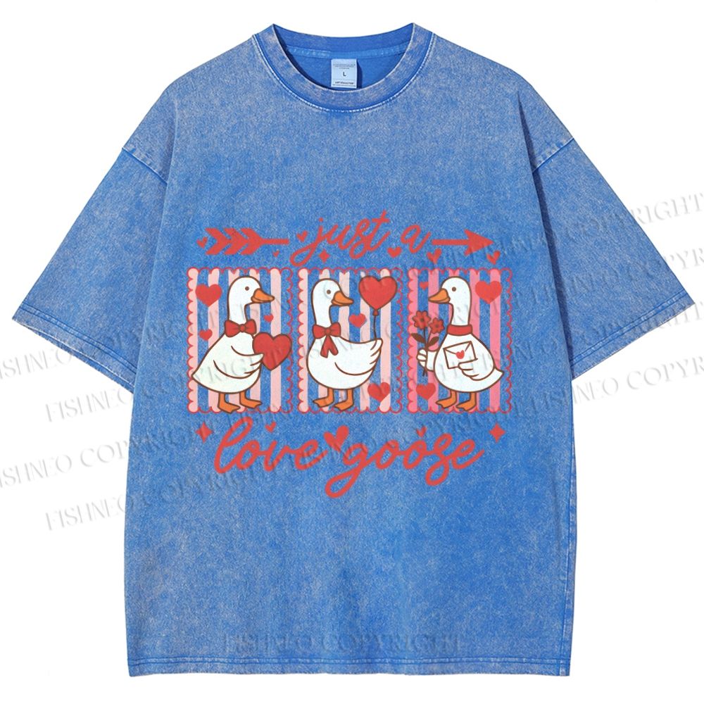 Unisex Just a Love Goose Printed Washed Tee