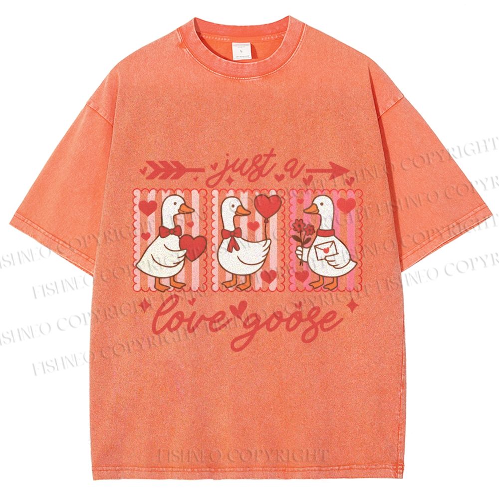 Unisex Just a Love Goose Printed Washed Tee
