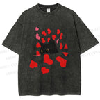 Unisex Love of Cat Printed Washed Tee