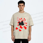 Unisex Love of Cat Printed Washed Tee