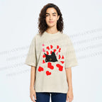Unisex Love of Cat Printed Washed Tee