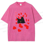 Unisex Love of Cat Printed Washed Tee