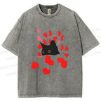 Unisex Love of Cat Printed Washed Tee
