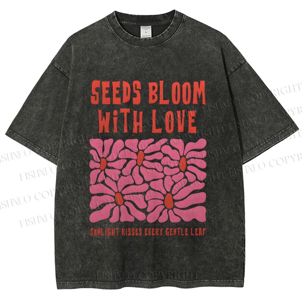 Unisex Seeds Bloom With Love Printed Washed Tee