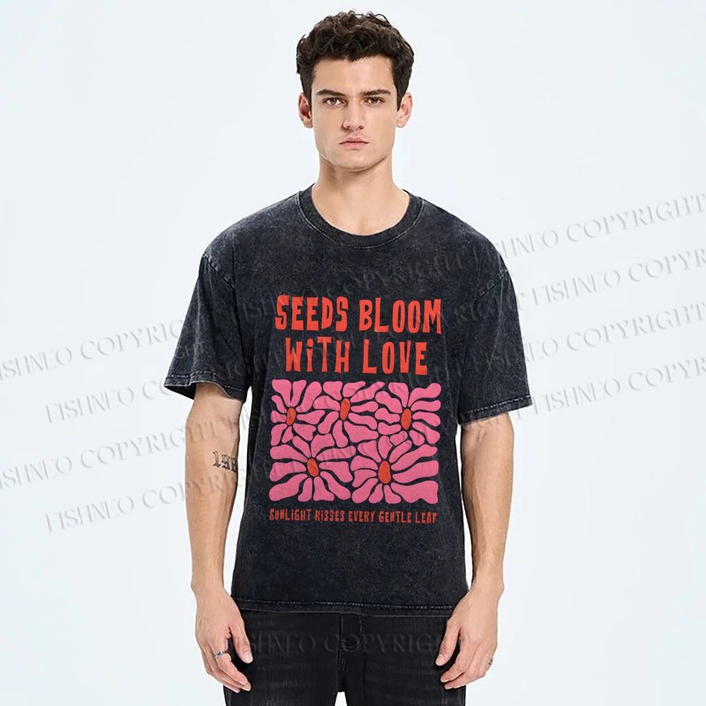 Unisex Seeds Bloom With Love Printed Washed Tee