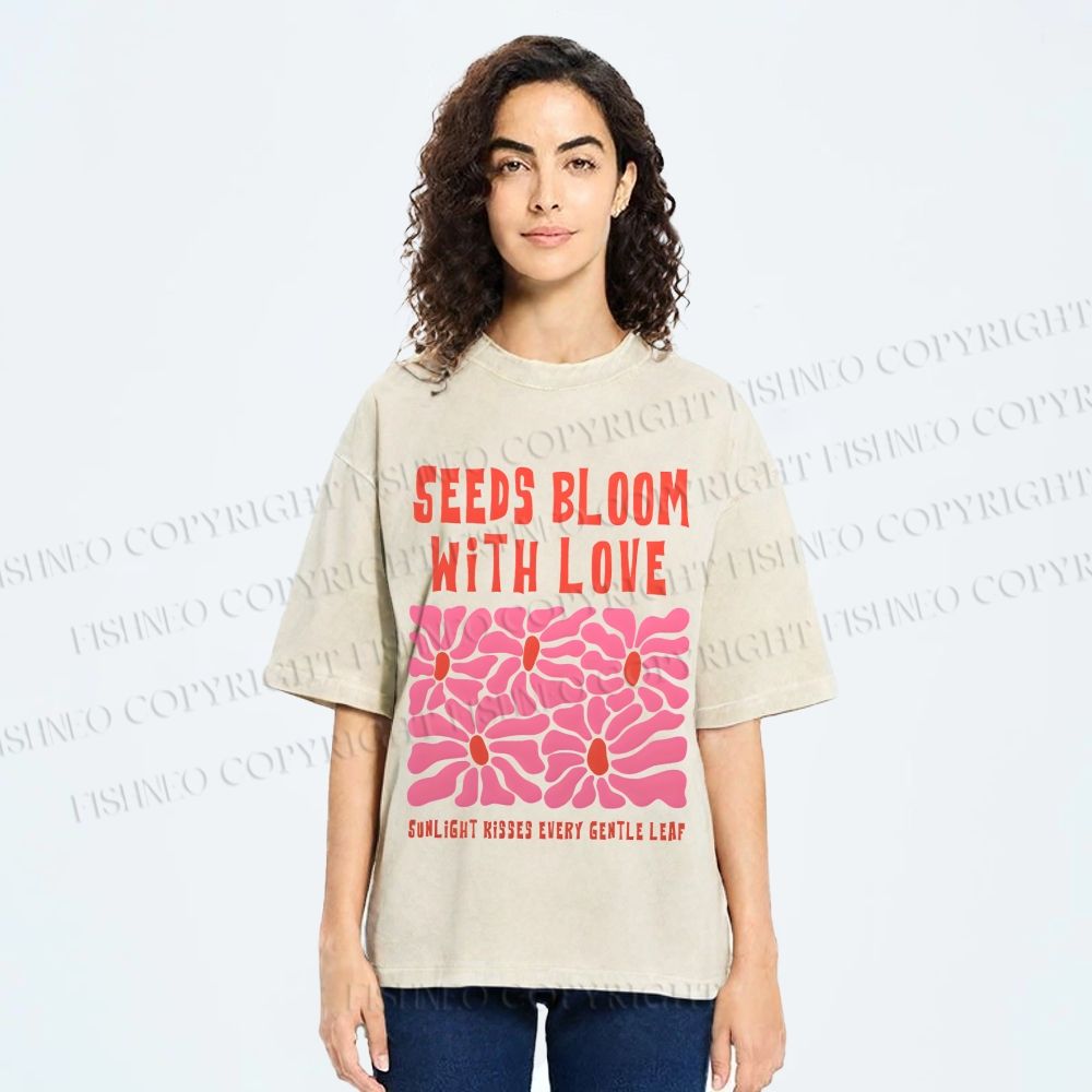 Unisex Seeds Bloom With Love Printed Washed Tee