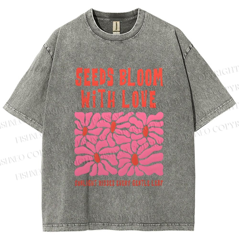 Unisex Seeds Bloom With Love Printed Washed Tee