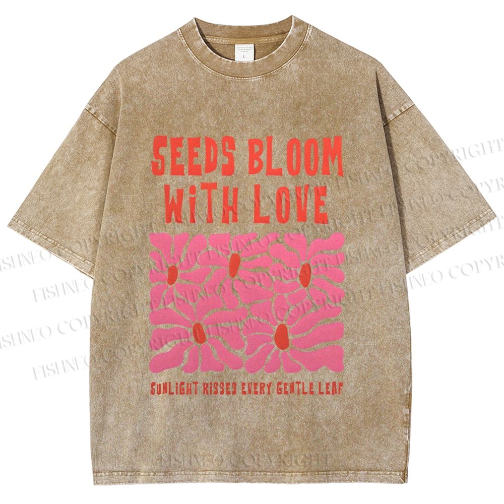Unisex Seeds Bloom With Love Printed Washed Tee