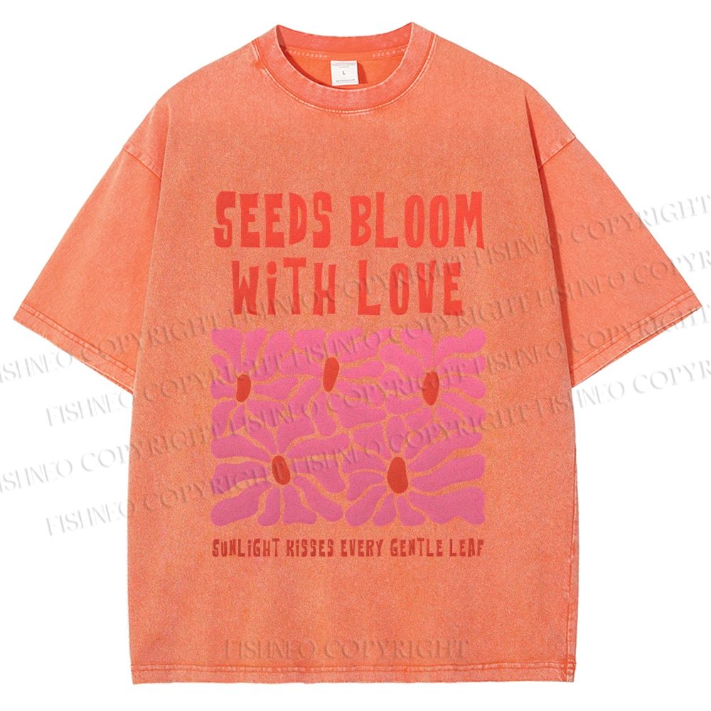 Unisex Seeds Bloom With Love Printed Washed Tee
