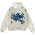 Octopus Vintage Washed Cotton Back Art Hoodie