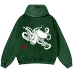 Octopus Vintage Washed Cotton Back Art Hoodie