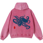 Octopus Vintage Washed Cotton Back Art Hoodie