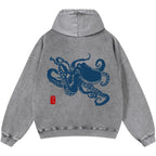 Octopus Vintage Washed Cotton Back Art Hoodie