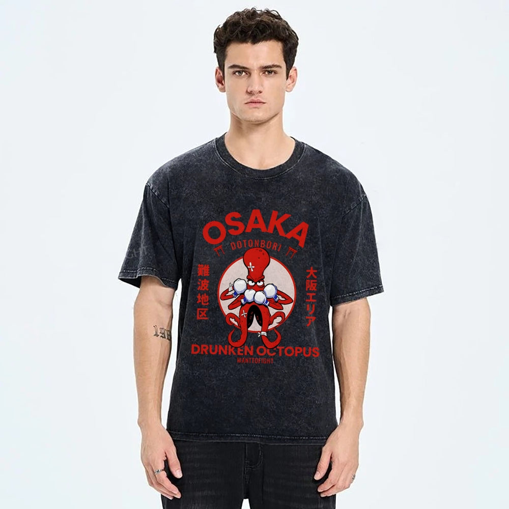 Osaka Octopus Monster Japan Washed T-Shirt