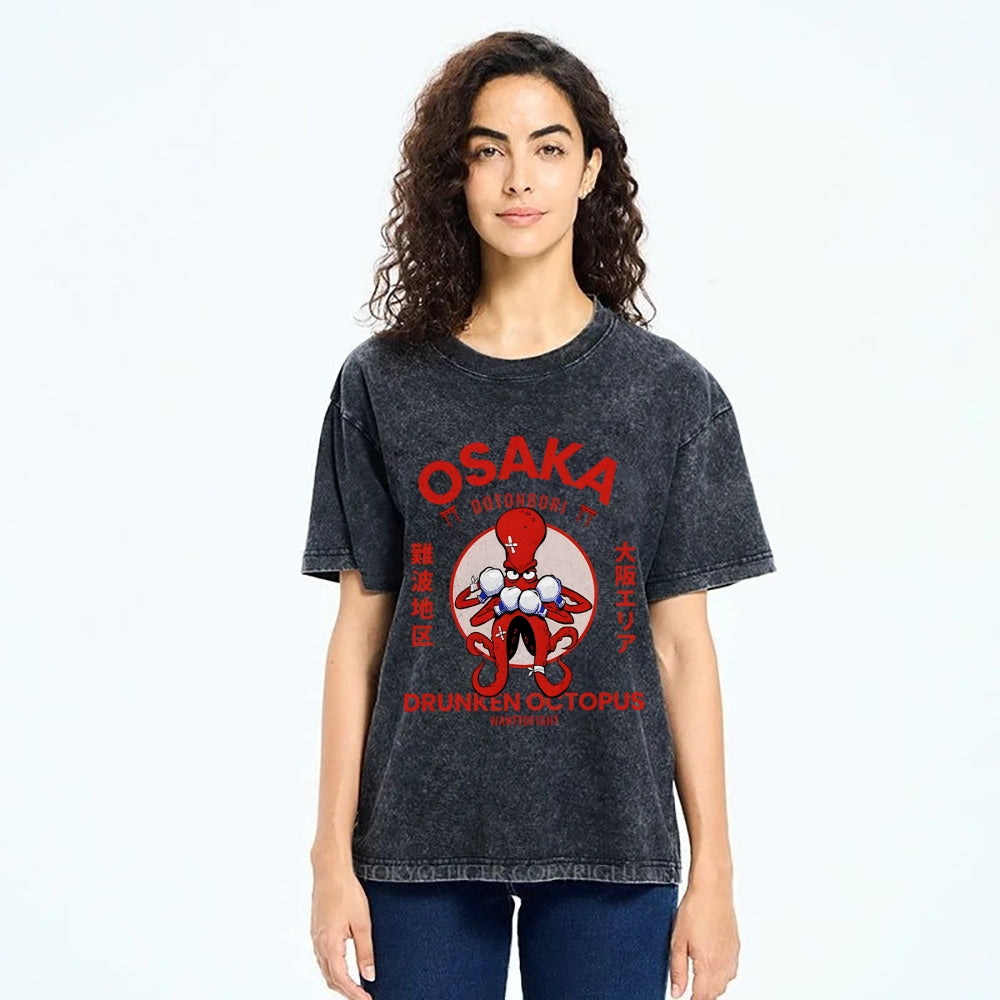 Osaka Octopus Monster Japan Washed T-Shirt