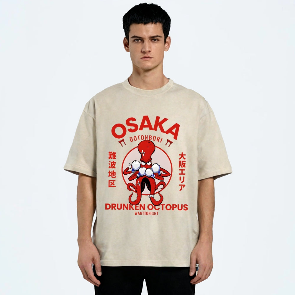 Osaka Octopus Monster Japan Washed T-Shirt