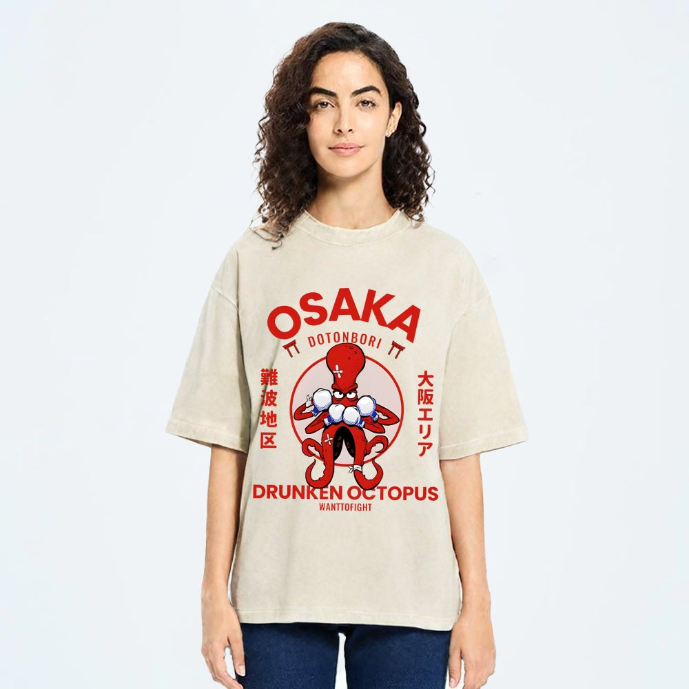 Osaka Octopus Monster Japan Washed T-Shirt