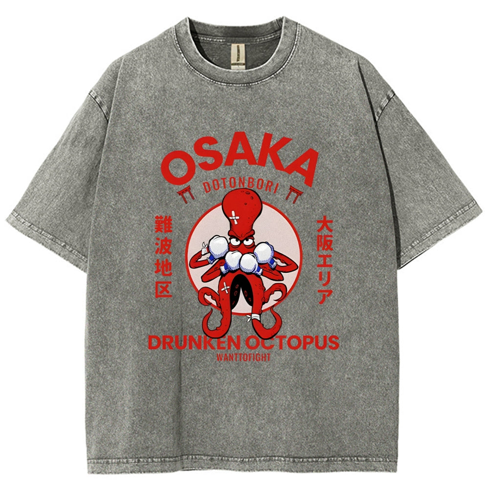 Osaka Octopus Monster Japan Washed T-Shirt
